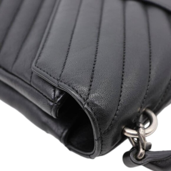 Yves Saint Laurent  College Medium Monogram Chevron Leather Crossbody Bag Black - Picture 7 of 12